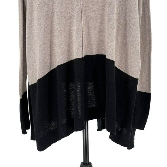 White + Warren Open Waterfall Front Long Sleeve Cardigan Sweater Taupe Small - Picture 7 of 9